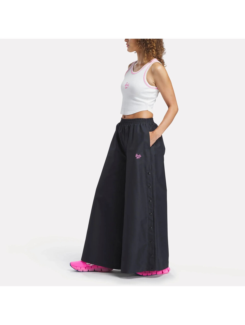 Reebok X Barbie Energy Track Pants Wide Leg Skater Punk Jenco Womens Small Black